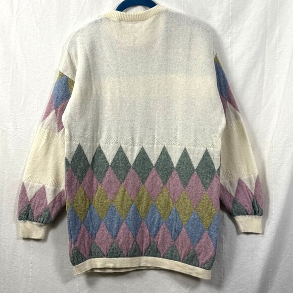 Vintage Concept Knitwear Sweater Womens Sz M Pastel Harlequin 80s 90s Grannycore - Picture 4 of 10